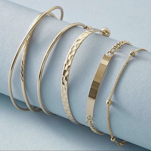 LAST SET SALE 5 pc Golden Bangle + Bracelet Set - Picture 3 of 5